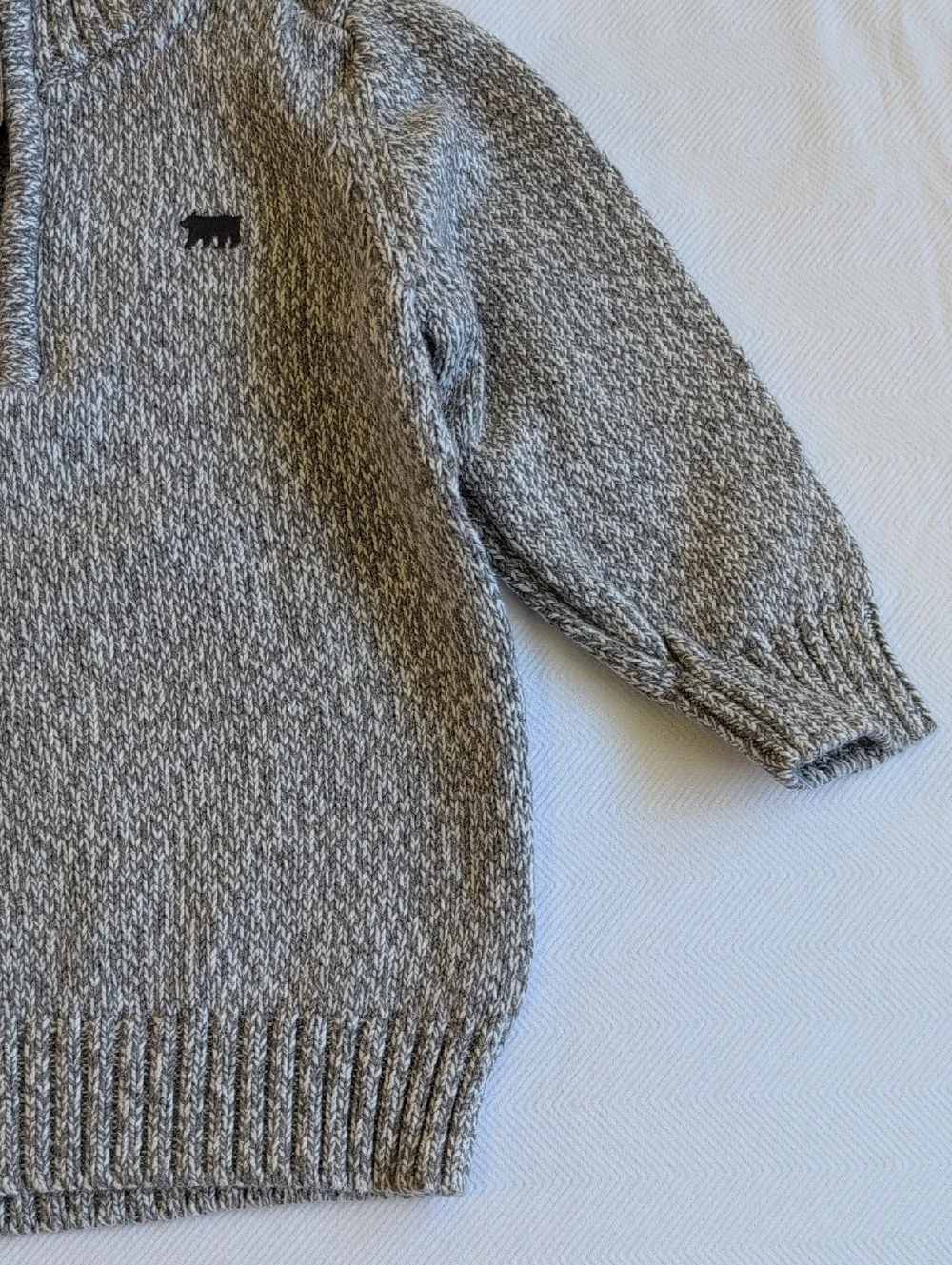 carter's cotton knit popover zip sweater gray marl 12 months baby - Picture 4 of 7